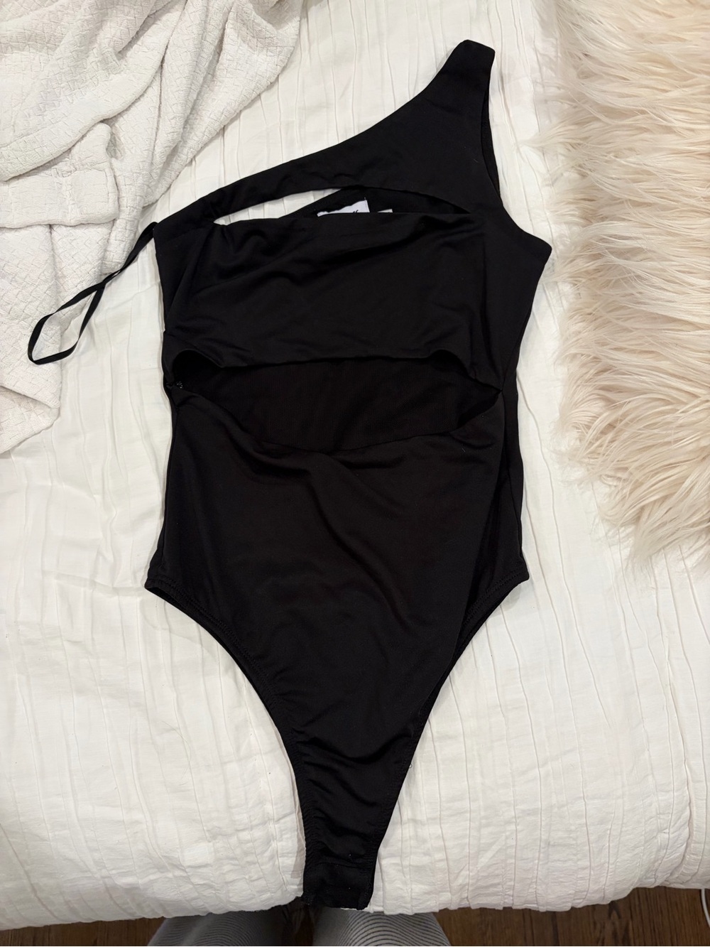Princess Polly Black One-Shoulder Cutout Bodysuit